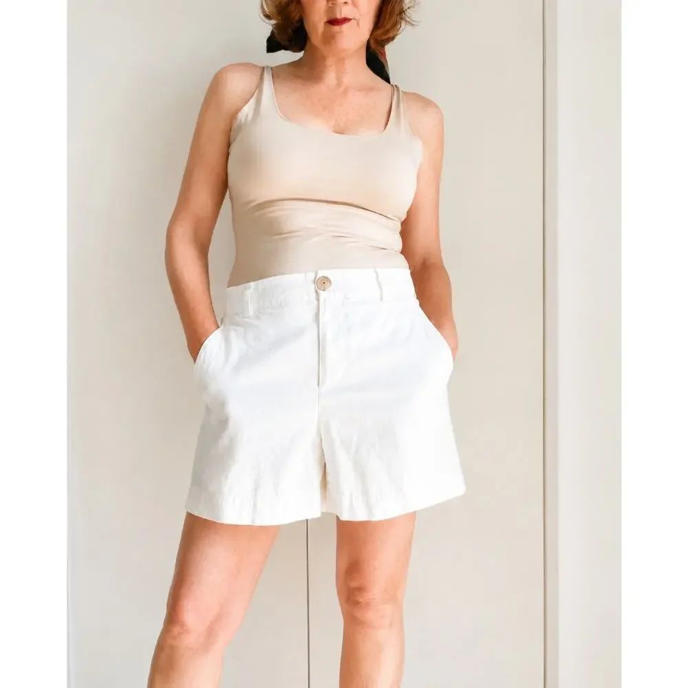 Vince Off White Hemp/Cotton Dress Shorts Classic Preppy Summer Coastal